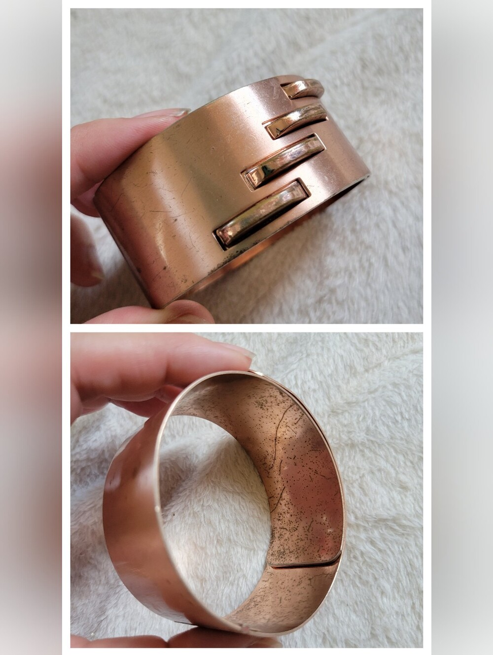 Mixed Y2K Gold/Rose/Bronze Tone Metal Rustic Hinge Cuff Bracelet Bundle [4pc] - Picture 5 of 11